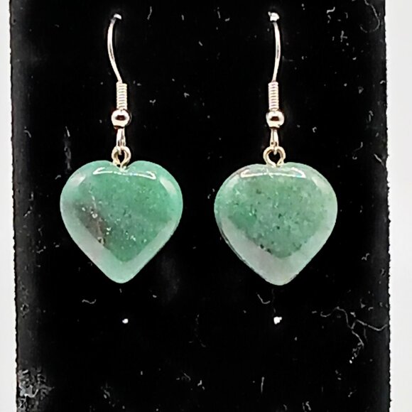 Three Pairs of Rock and Mineral Crystal Heart Dangle Hypoallergenic Earrings - Picture 5 of 5